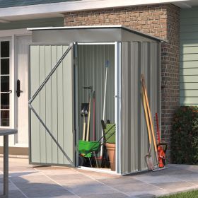 Patio 5ft Wx3ft. L Garden Shed; Metal Lean-to Storage Shed with Lockable Door; Tool Cabinet for Backyard; Lawn; Garden - Gray
