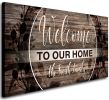 Canvas Wall Art for Living Room|Welcome to Our Home Sign|Framed Wall Art|Welcome Signs for Home Decor|Brown Canvas Prints Wall Picture