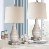 Resin Gray Desk Lamp Set of 2 with Dual USB Ports