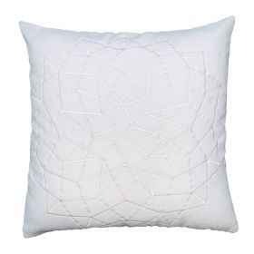 Hugo 20 x 20 Square Accent Throw Pillow; Embroidered Geometric Abstract Pattern; With Filler; White - as Pic