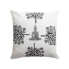 18 x 18 Square Cotton Accent Throw Pillow; Meditating Buddha; Tree Print; White; Black - as Pic