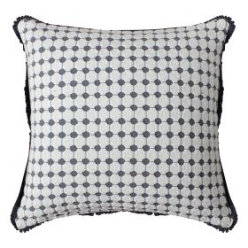 18 x 18 Handcrafted Square Cotton Accent Throw Pillow; Woven; Dotted Tile Design; White; Gray - as Pic