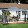 13x10 Outdoor Patio Gazebo Canopy Tent With Ventilated Double Roof And Mosquito net(Detachable Mesh Screen On All Sides); Gray Top