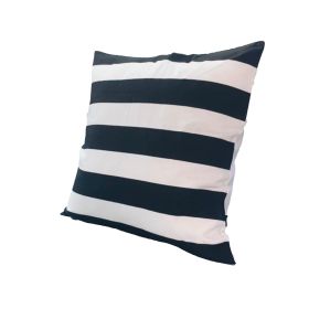 20 x 20 Modern Square Cotton Accent Throw Pillow; Classic Block Stripes; Black; White - as Pic
