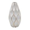 Elegant White Ceramic Vase with Gold Accents - Timeless Home Decor - as Pic