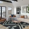 Charcoal and Ivory Olefin Shag Area Rug 5x8