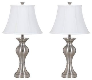 Ashley Rishona Brushed Silver Finish Casual Table Lamp (Set of 2) L204124