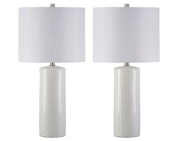 Ashley Steuben White Contemporary Table Lamp (Set of 2) White L177904