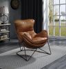 Thurshan Accent Chair in Aperol Top Grain Leather &amp; Black Finish 59945 - as Pic