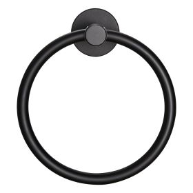 Towel Ring Matte Black; Bath Hand Towel Ring Thicken Space Aluminum Round Towel Holder for Bathroom - as Pic