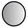 28 Inch Round Wooden Floating Beveled Wall Mirror; Black