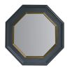 32 Inch Octagonal Shape Wooden Floating Frame Flat Wall Mirror; Gray