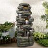 47&rdquo; Tall Indoor/Outdoor Water Fountain Waterfall simulated rock With LED - as Pic