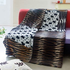 Onitiva - [Tiger Stripes -E] Patchwork Throw Blanket (50 by 70 inches) - onitiva-blk-016