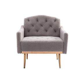 Accent Chair ,leisure single sofa with Rose Golden feet - Grey Teddy