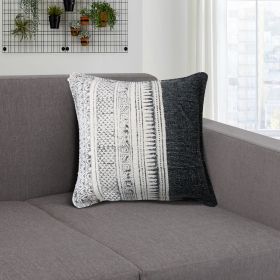 18 x 18 Square Handwoven Accent Throw Pillow; Polycotton Dhurrie; Kilim Pattern; White; Gray; DunaWest - Default
