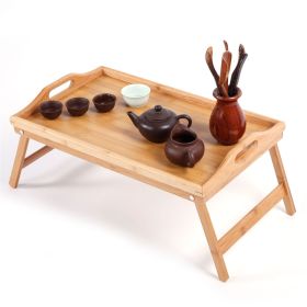 Simple Bamboo Tea Table, Bed Tray Table with Folding Legs, Serving Breakfast in Bed or Use As a TV Table, Laptop Computer Tray, Snack Tray with Moso N