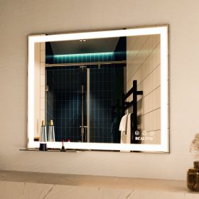 LED Bathroom Vanity Mirror Wall Mounted Adjustable White/Warm/Natural Lights Anti-Fog Touch Switch with Memory Modern Smart Large Bathroom Mirrors
