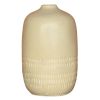 7 Inch Round Ceramic Vase; Textured Design; Small; Beige; DunaWest - Default