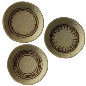 3 Piece Bowl Design Accent Decor with Henna Art; Large; Brown; DunaWest
