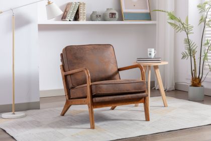 COOLMORE Wood Frame Armchair; Modern Accent Chair Lounge Chair for Living Room - pic