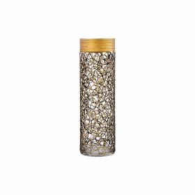 Gold infinity decorated vase | Handpainted Glass Vase for Flowers | Cylinder Vase | Office Design | Large Floor Vase 16 inch - Gold - 400