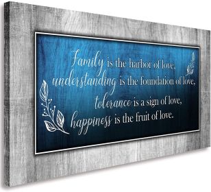 Family Wall Art-Canvas Wall Art for Living Room- Family Quotes Blue Wall Decor- Motto Picture Prints Framed Artwork - blue - 20inchx40inch