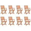 vidaXL Folding Patio Chairs 8 pcs Solid Eucalyptus Wood - Brown