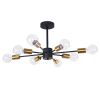 8-Light 61cm Sputnik Semi Flush Mount Ceiling Light Fixture - Black