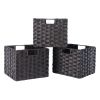 Melanie 3-Pc Foldable Woven Fiber Basket Set, Chocolate