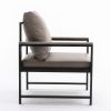 Modern Faux Leather Accent Chair with Black Powder Coated Metal Frame; Single Sofa for Living Room Bedroom; Gray - as pic