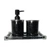 Ambrose Exquisite 3 Piece Soap Dispenser and Toothbrush Holder with Tray - as Pic
