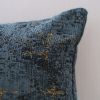 Decorative Denim Blue and Gold Chenille Throw Pillow - as Pic