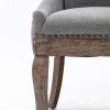 Furniture; Ultra Side Dining Chair;  Thickened fabric chairs with neutrally toned solid wood legs;  Bronze nail head;  Set of 2 - Gray