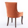 Furniture; Ultra Side Dining Chair;  Thickened fabric chairs with neutrally toned solid wood legs;  Bronze nail head;  Set of 2 - Orange