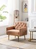 Accent Chair ,leisure single sofa with Rose Golden feet - Camel Teddy