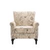 Mid-Century Modern Accent Chair; Linen Armchair w/Tufted Back/Wood Legs; Upholstered Lounge Arm Chair Single Sofa; Beige - as Pic