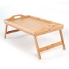 Simple Bamboo Tea Table, Bed Tray Table with Folding Legs, Serving Breakfast in Bed or Use As a TV Table, Laptop Computer Tray, Snack Tray with Moso N