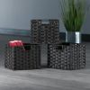 Melanie 3-Pc Foldable Woven Fiber Basket Set, Chocolate
