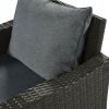 Patio Furniture Set;  6 Piece Outdoor Conversation Set;  Dining Table Chair with Bench and Cushions - Gray