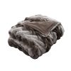 Eus Faux Fur Braided Reverse Flannel Throw The Urban Port; Brown and Gray; DunaWest - BM204276