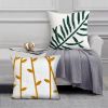 17 x 17 Inch 2 Piece Square Cotton Accent Throw Pillow Set; Leaf Embroidery; White; Green; Yellow - as Pic