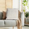 20 x 20 Square Cotton Accent Throw Pillow; Textured Dotted Fabric Details; White - as Pic