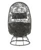 Hikre Patio Lounge Chair &amp; Side Table; Clear Glass; Charcaol Fabric &amp; Black Wicker 45113 - as Pic