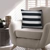 20 x 20 Modern Square Cotton Accent Throw Pillow; Classic Block Stripes; Black; White - as Pic
