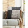 Dae 24 x 24 Square Handwoven Accent Throw Pillow; Cotton Dhurrie; Classic Kilim Pattern; Gray; Off White - as Pic
