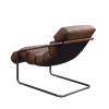 Dolgren Accent Chair in Sahara Top Grain Leather &amp; Matt Iron Finish 59948 - as Pic