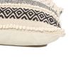18 x 18 Fringed Square Cotton Boho Style Accent Throw Pillow; Diamond Pattern; Black; White; DunaWest - Default