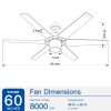 56 " Integrated LED Light Ceiling Fan with White ABS Blade