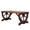 2-Person Rustic Garden Bench;  Outdoor Wagon Wheel Porch Bench for Backyard Patio Garden;  Brown - Brown